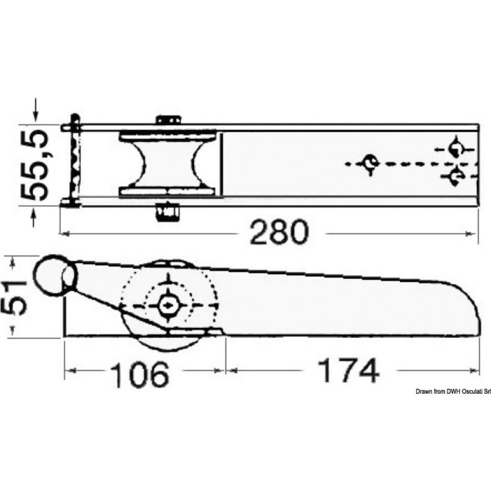Musone di prua inox 280 x 55 mm