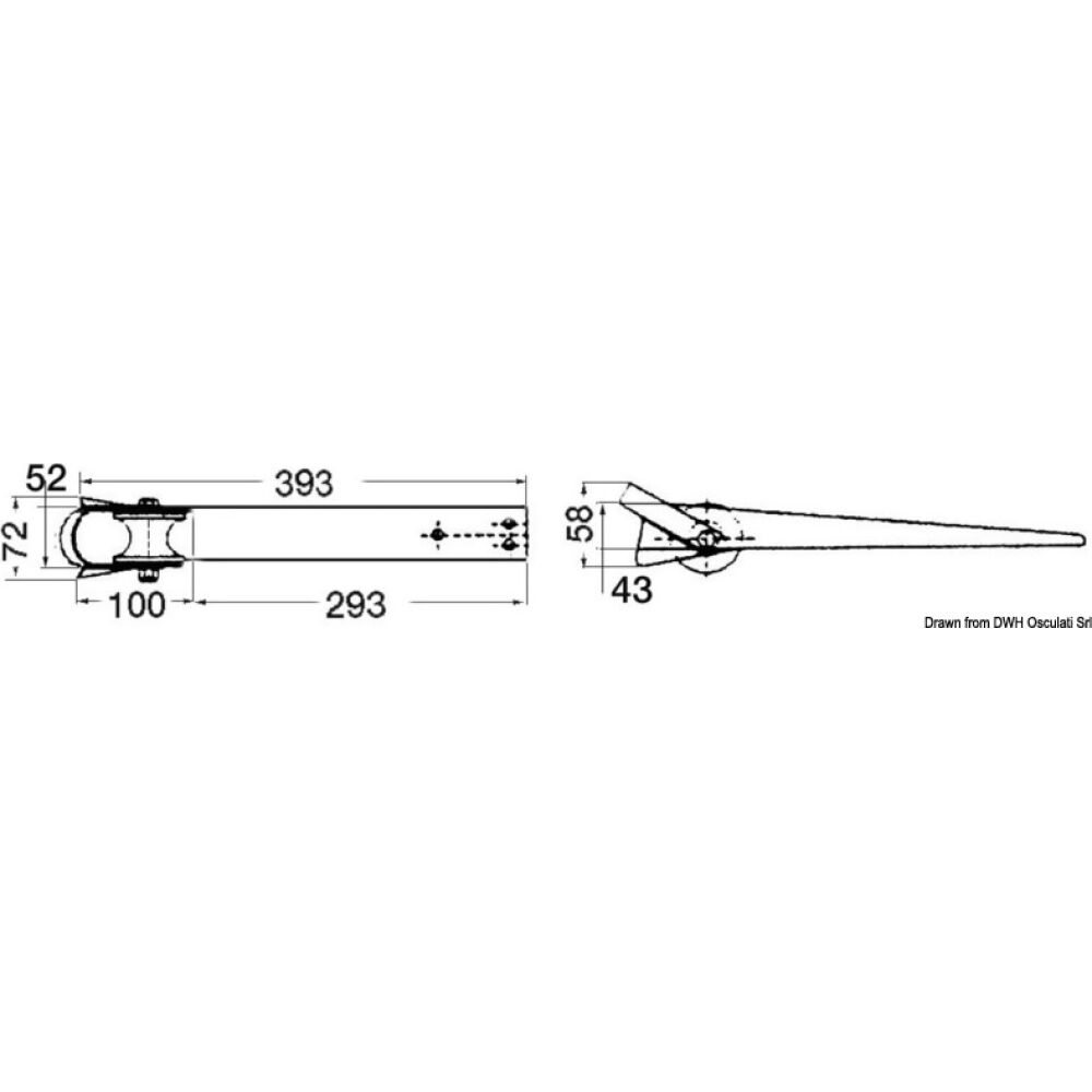 Musone di prua inox 393 x 52 mm