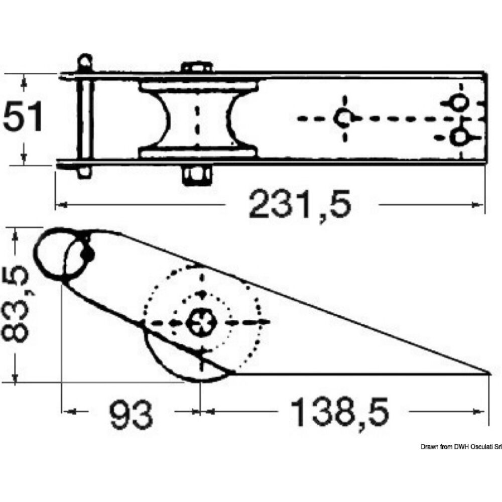 Musone di prua inox 232 x 51 mm