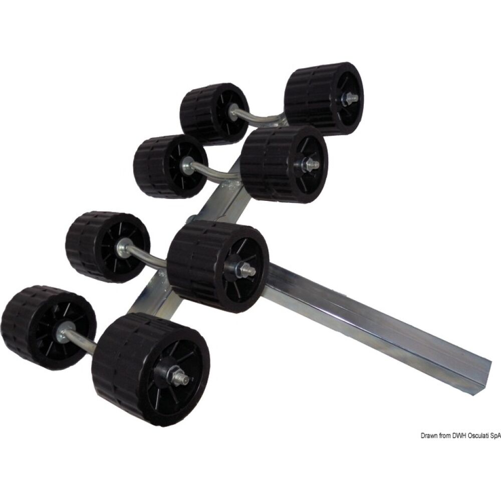 Raised side swinging roller