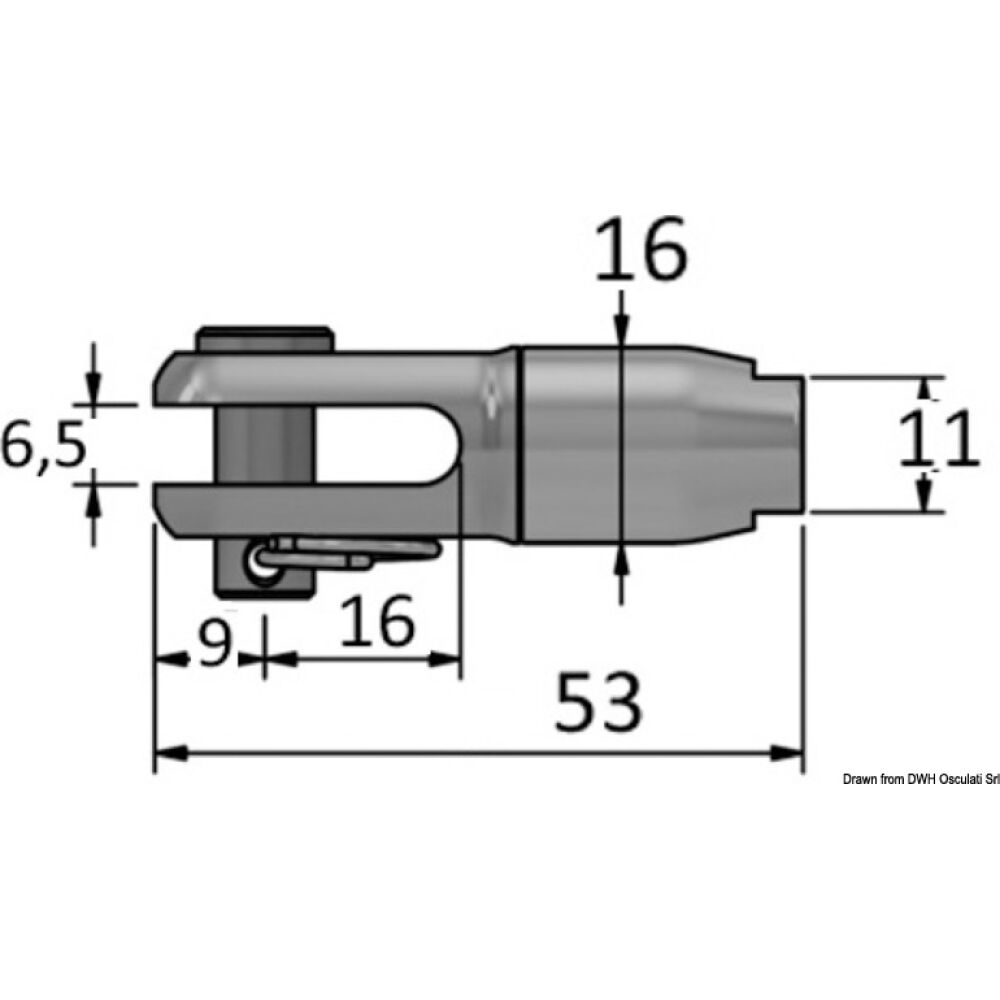 Fork terminal for textile rig Ø 4 mm