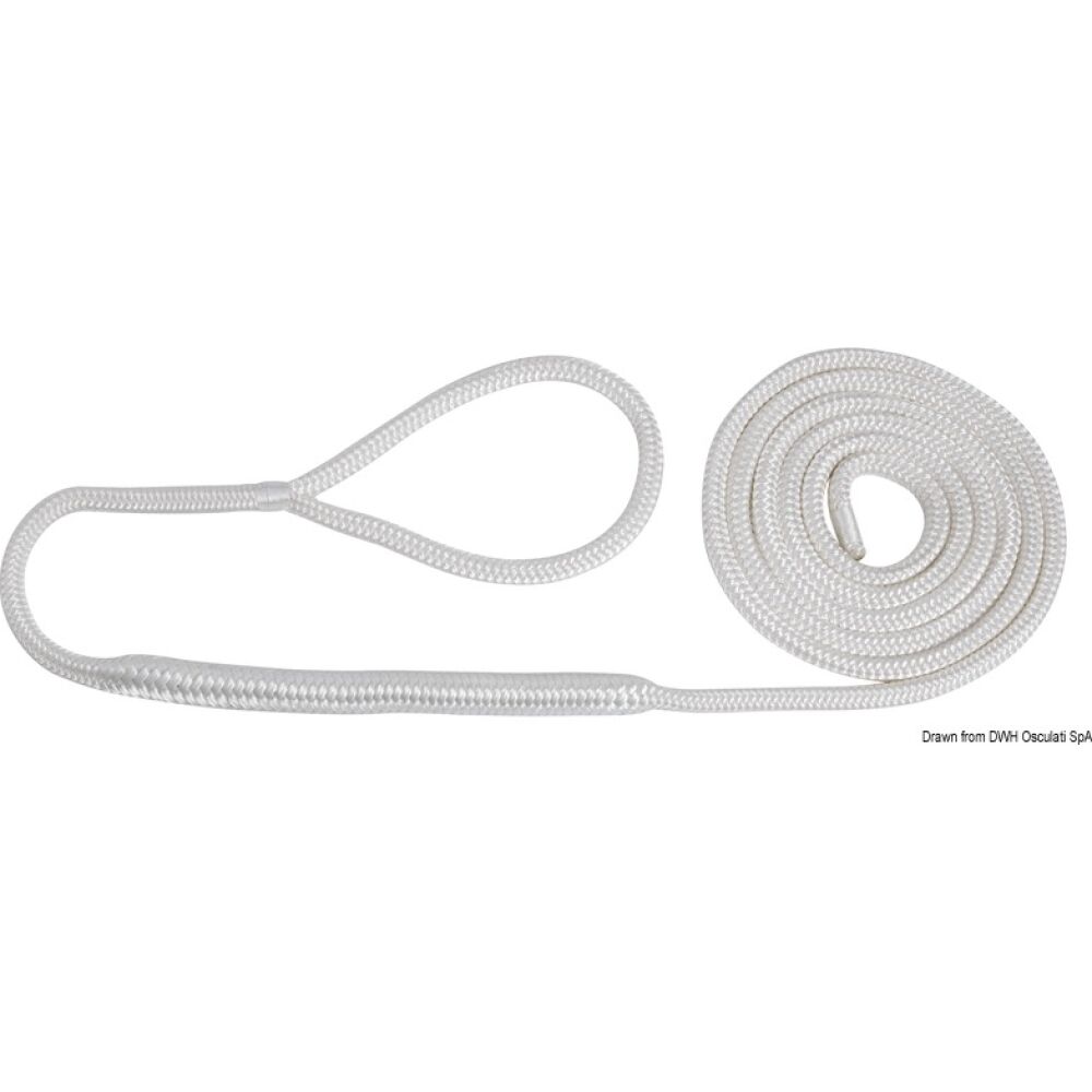 Mooring line with eye white 10 mm x 6 m