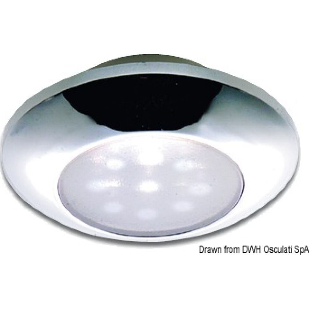 Watertight chromed ceiling light, white LED light