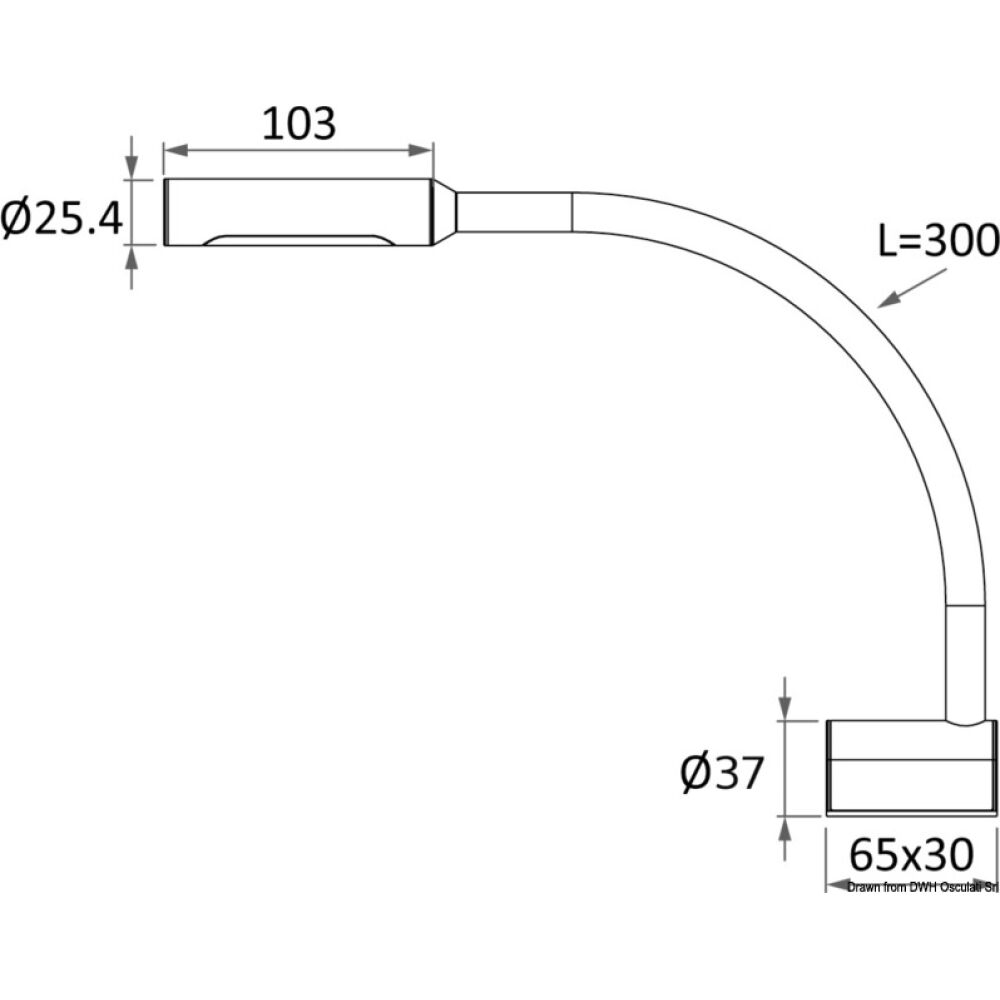 Articulated reading LED spotlight SS + black silicone