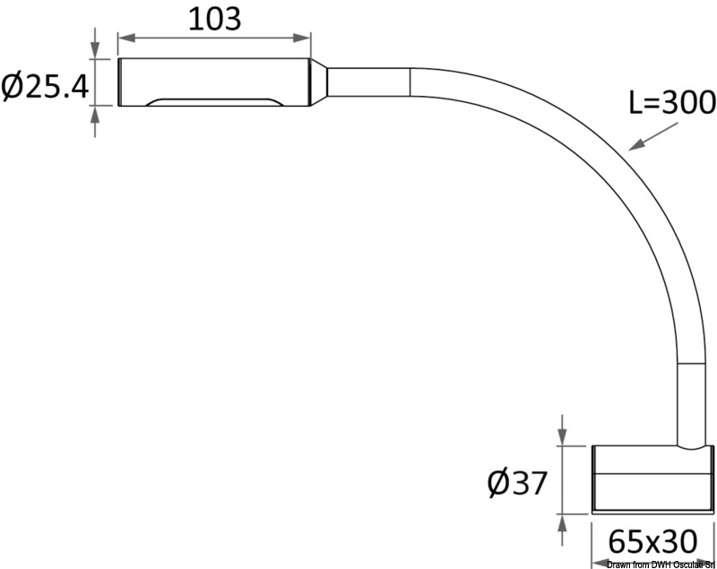 Articulated reading LED spotlight SS + black silicone
