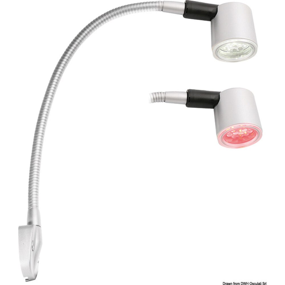 Flexible arm 6-LED light for bedside silver titan