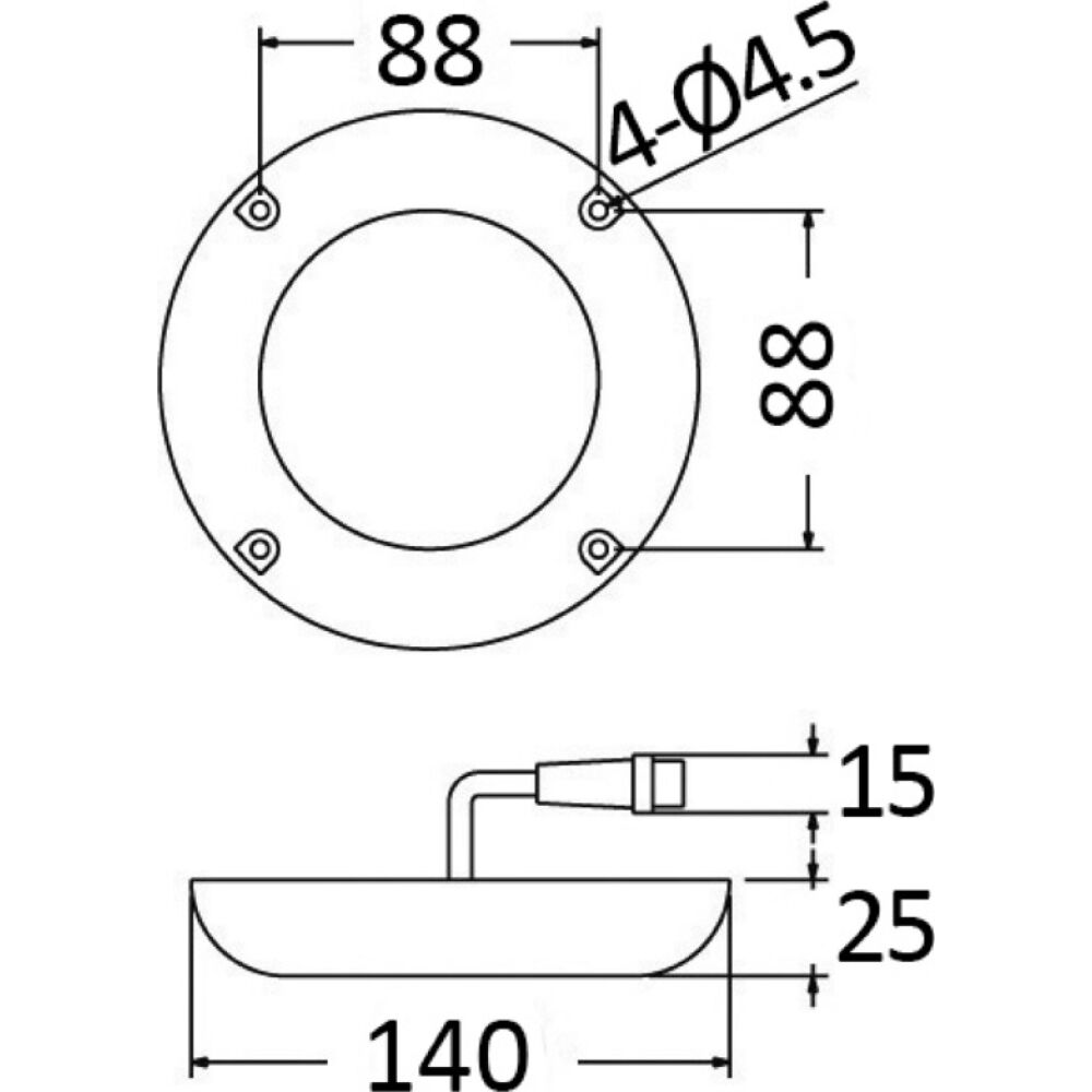 Underwater light w/12x3W white LEDs with screws