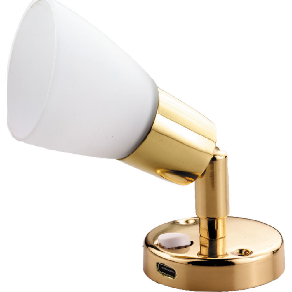 LED brass spotlight w/USB-C and switch