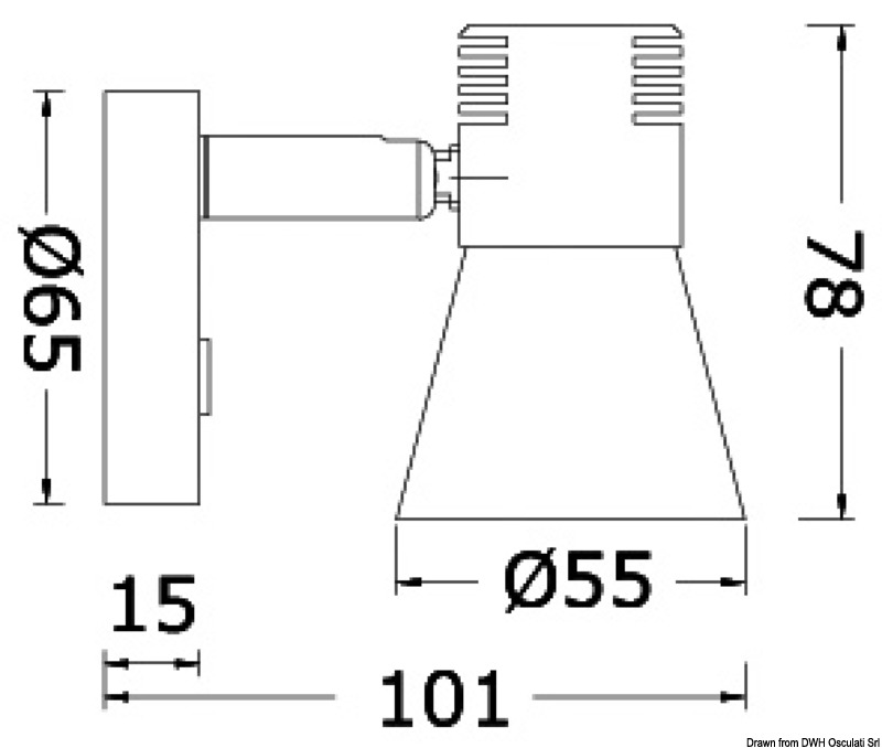 Dimming LED light aluminium + glass diffuser