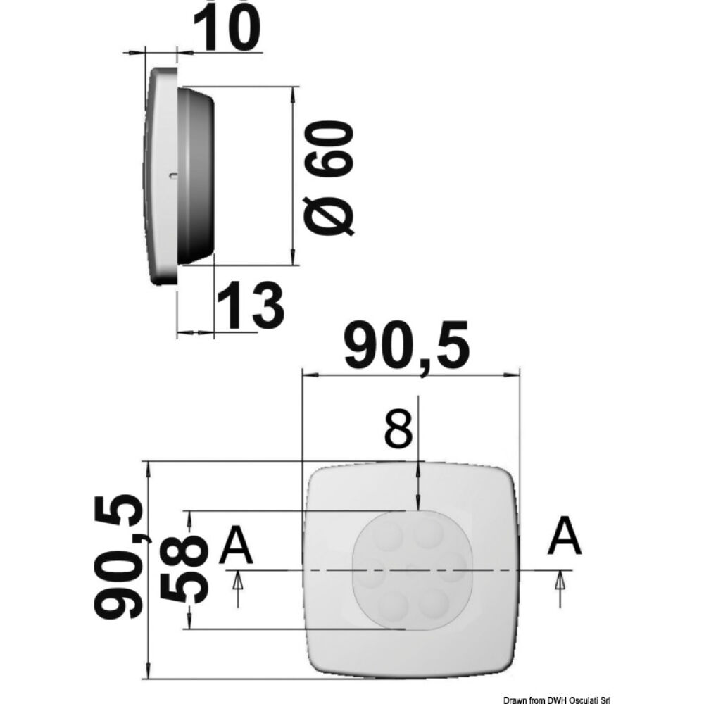 Square LED spotlight