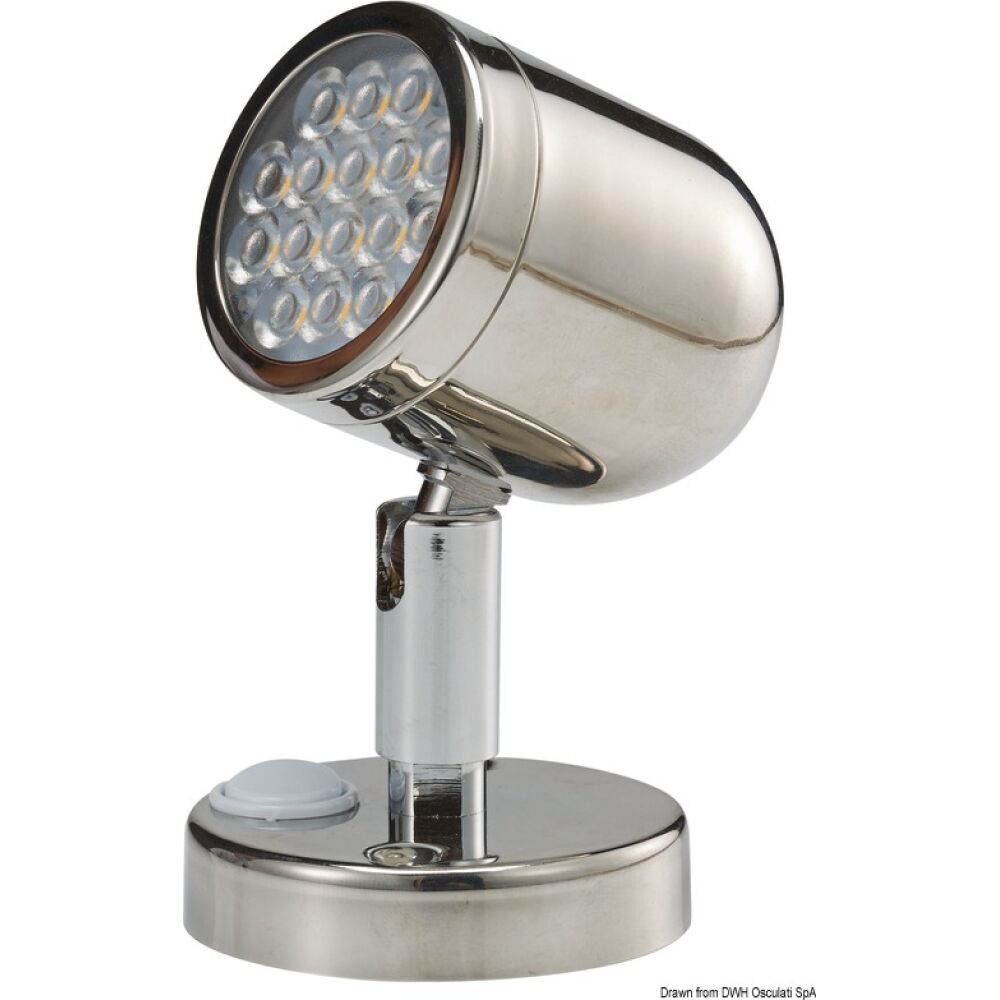 Articulated spotlight polished SS w. switch