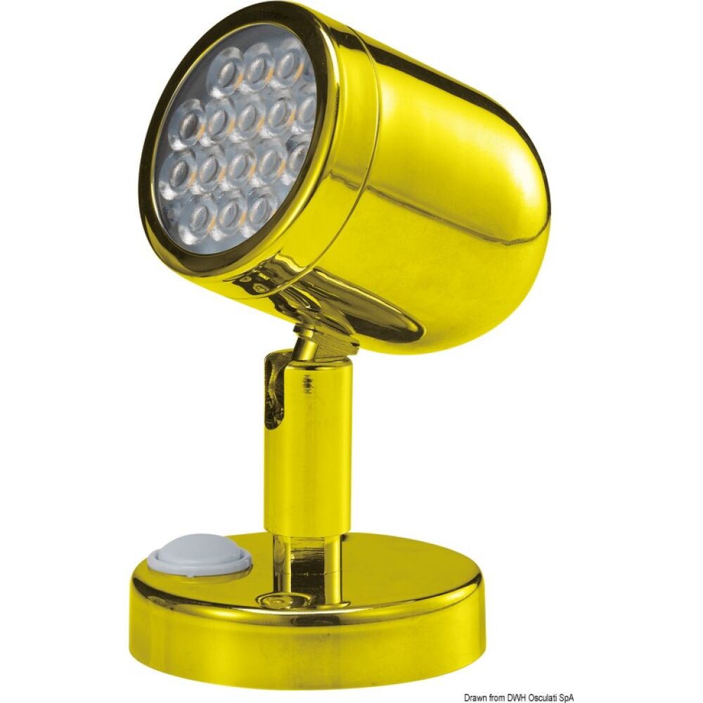 Articulated spotlight polished brass w. switch