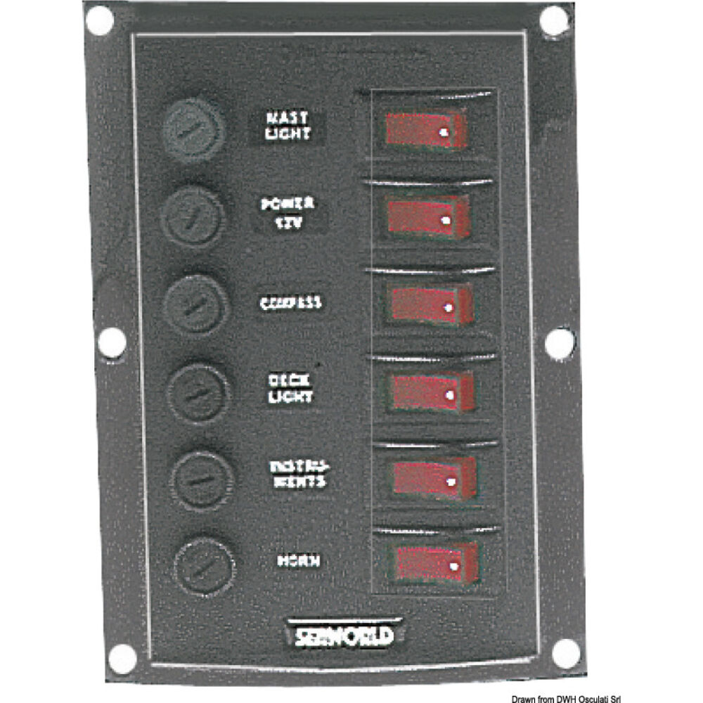 Vertical control panel w. 6 switches
