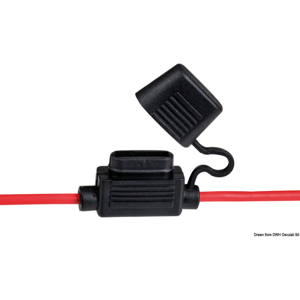 Watertight blade fuse holder fitted with 2 cables