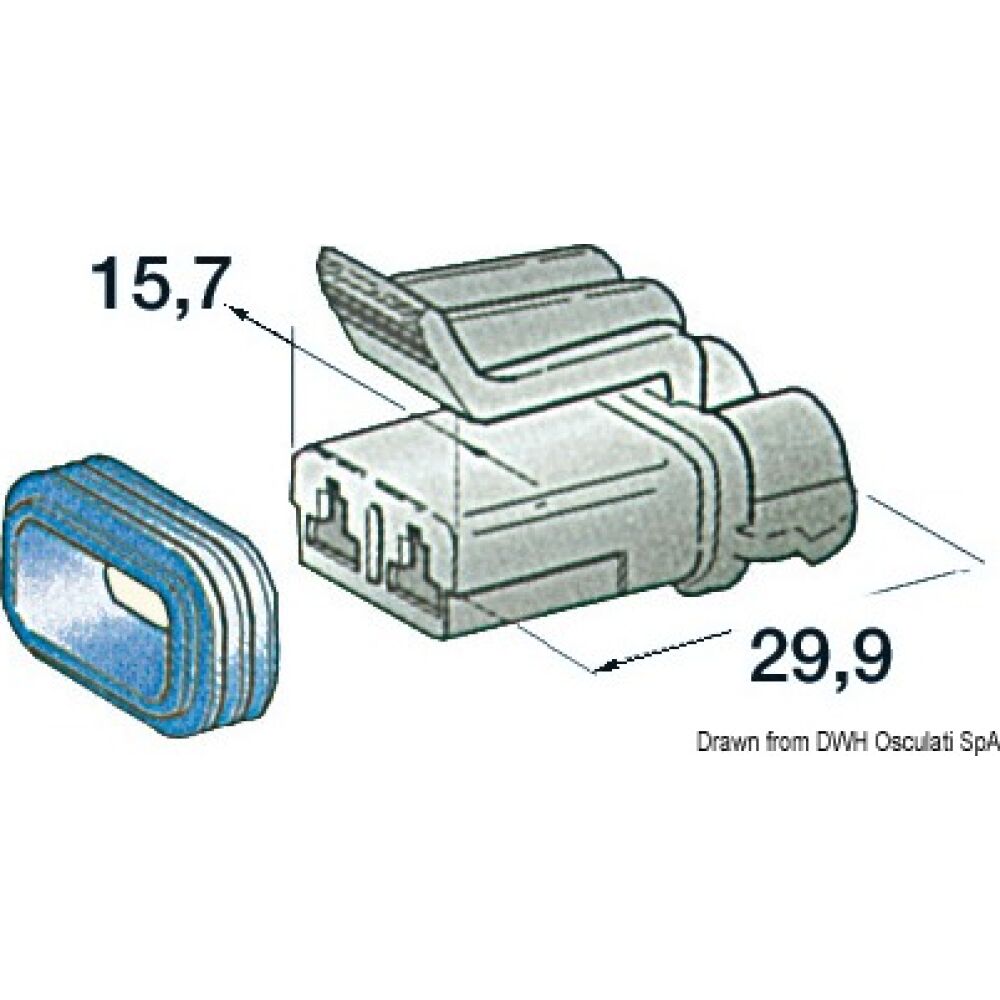 Connettore stagno femmina 2 poli