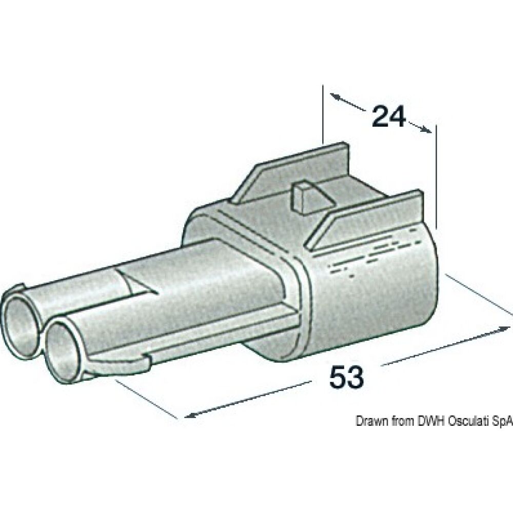 Connettore stagno maschio 2 poli