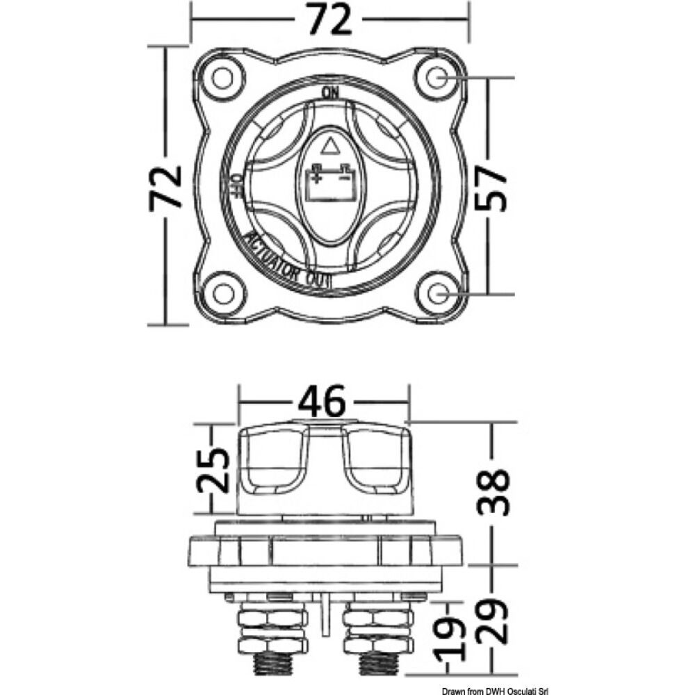 Staccabatteria da semi-incasso ON-OFF-OUT