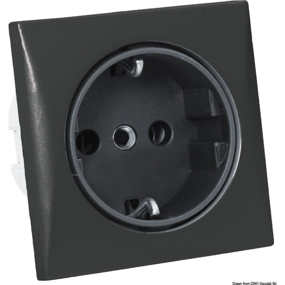 AC socket 220V Schuko type black