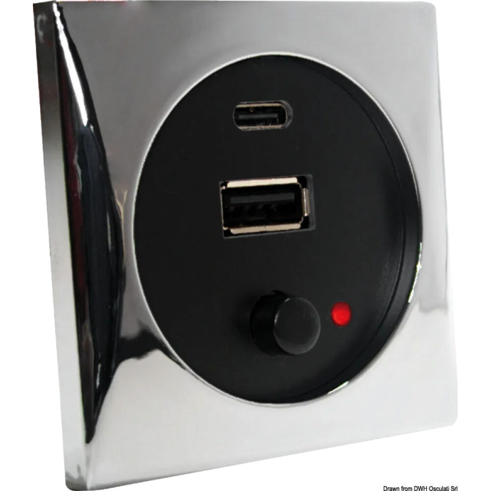 USB port 5 V chromed
