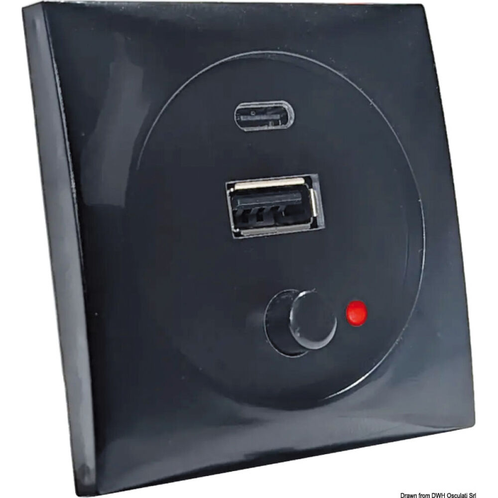 USB port 12/24 V black