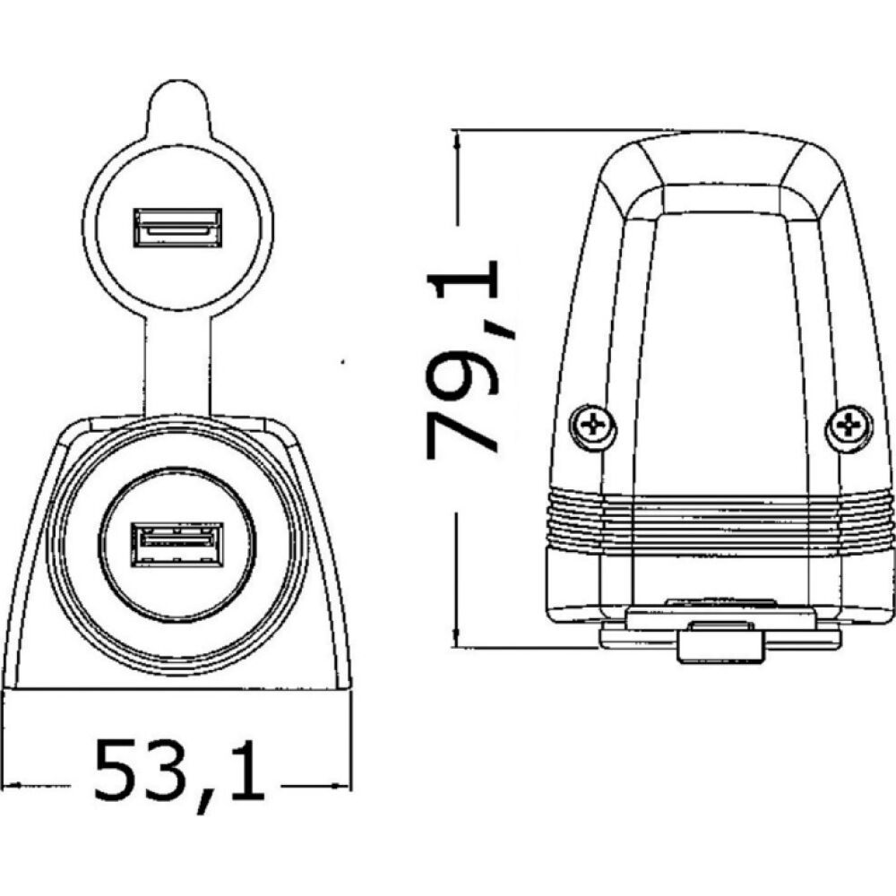 Presa USB con carenatura per fissaggio su piano