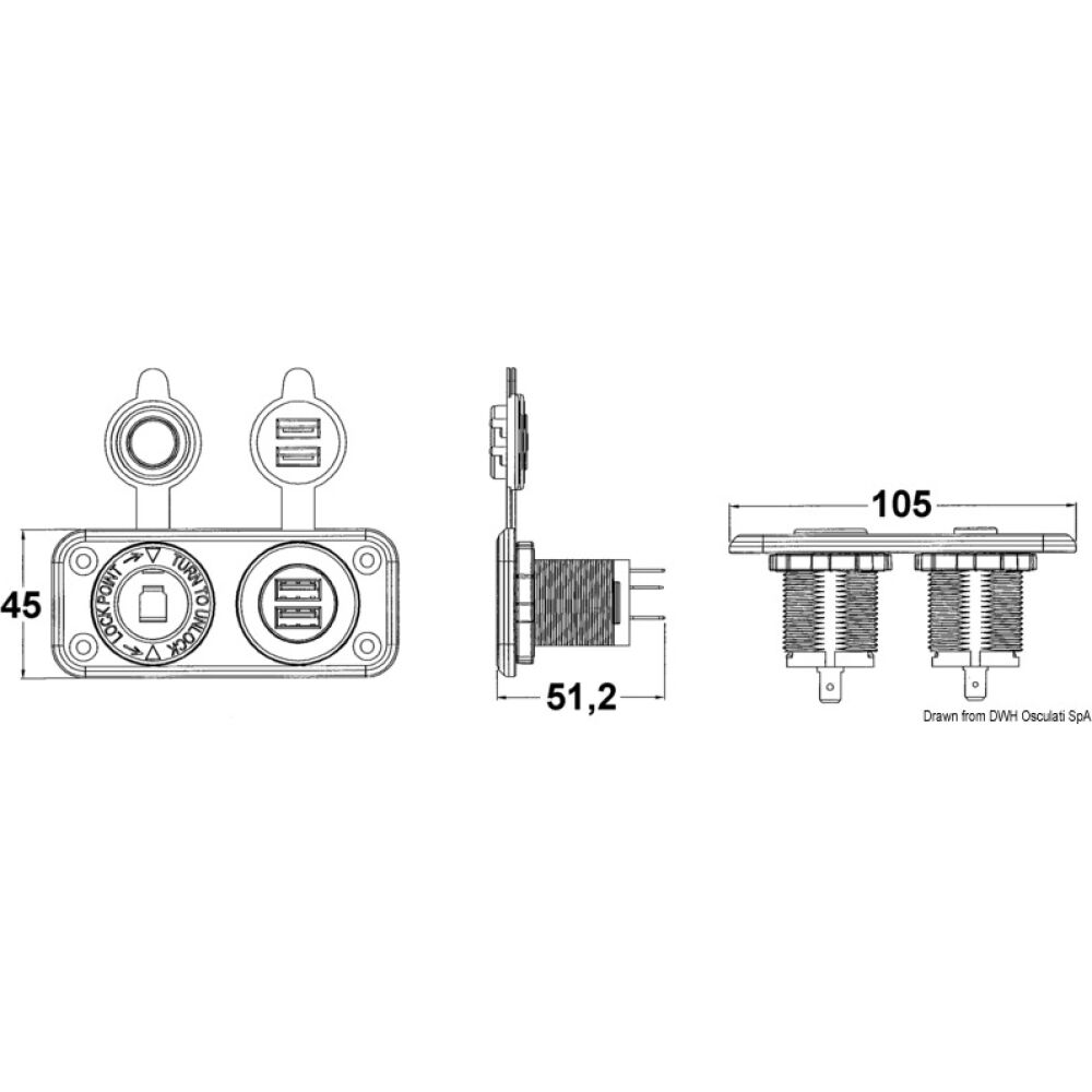 Presa accendisigari + doppia USB bianca