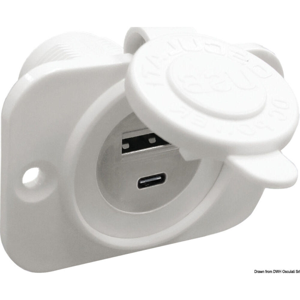 Presa incasso doppia USB Type-A + Type-C bianca