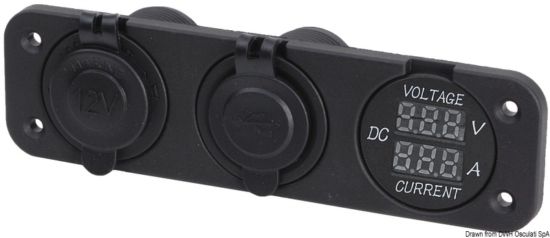 Voltmetro/Amperometro digitale, presa 12 V e USB