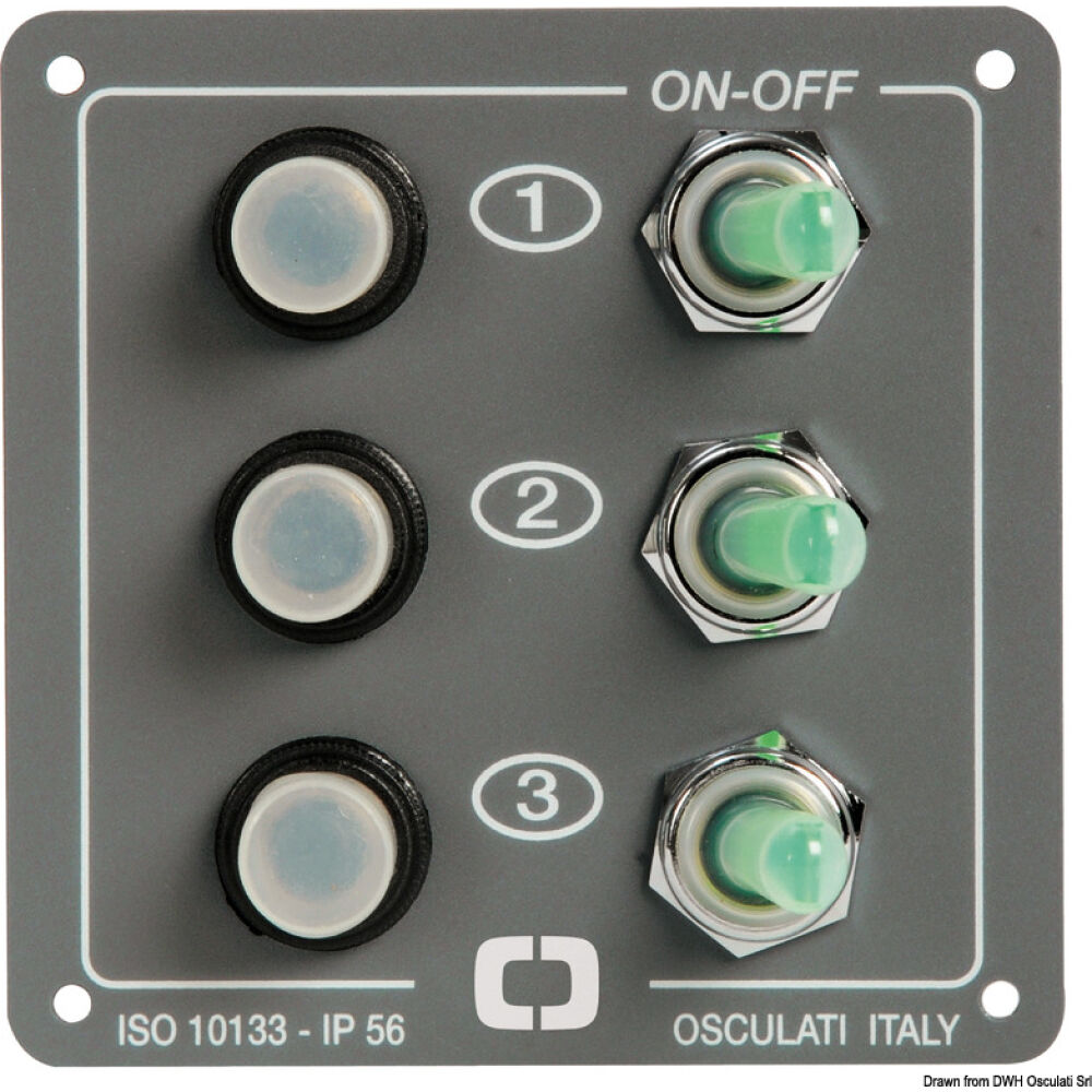 Control panel w. 3 resettable switches