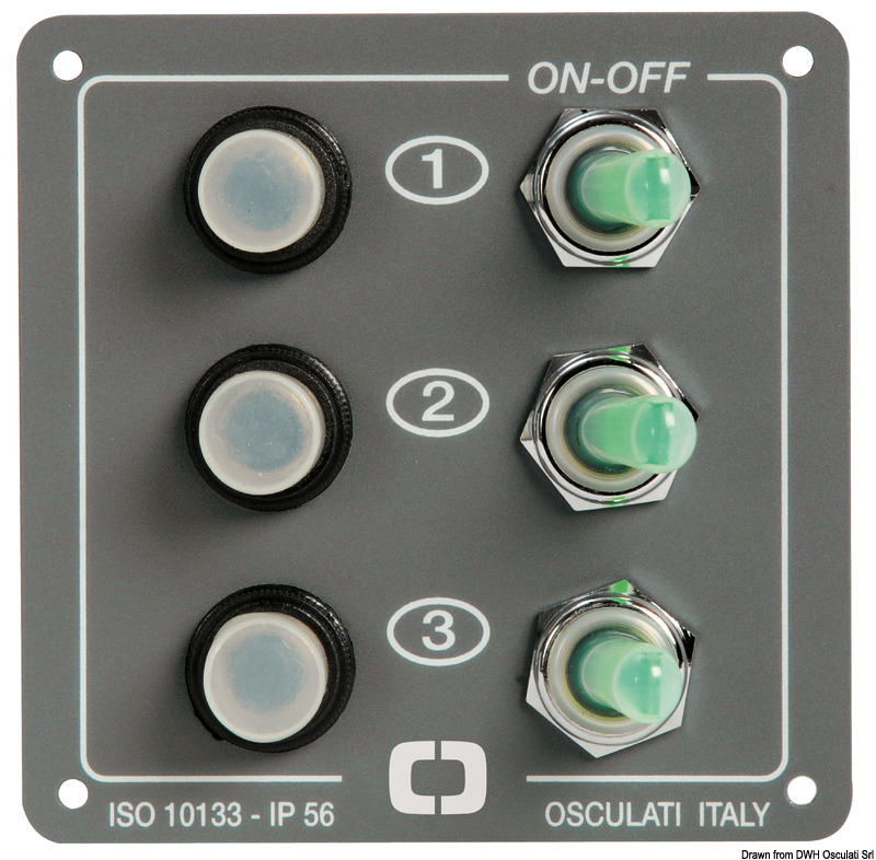 Control panel w. 3 resettable switches