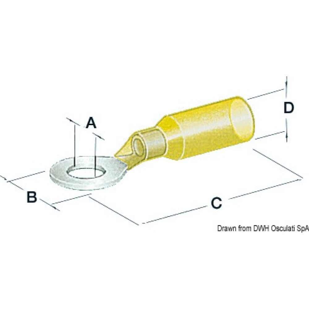 Pre-insulatd watertight eye 5.3 mm yellow