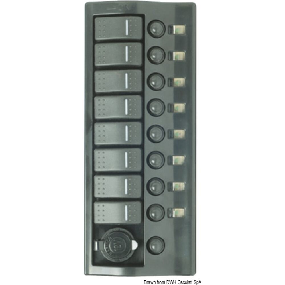 Control panel 9 flush rocker switches pol.graphite