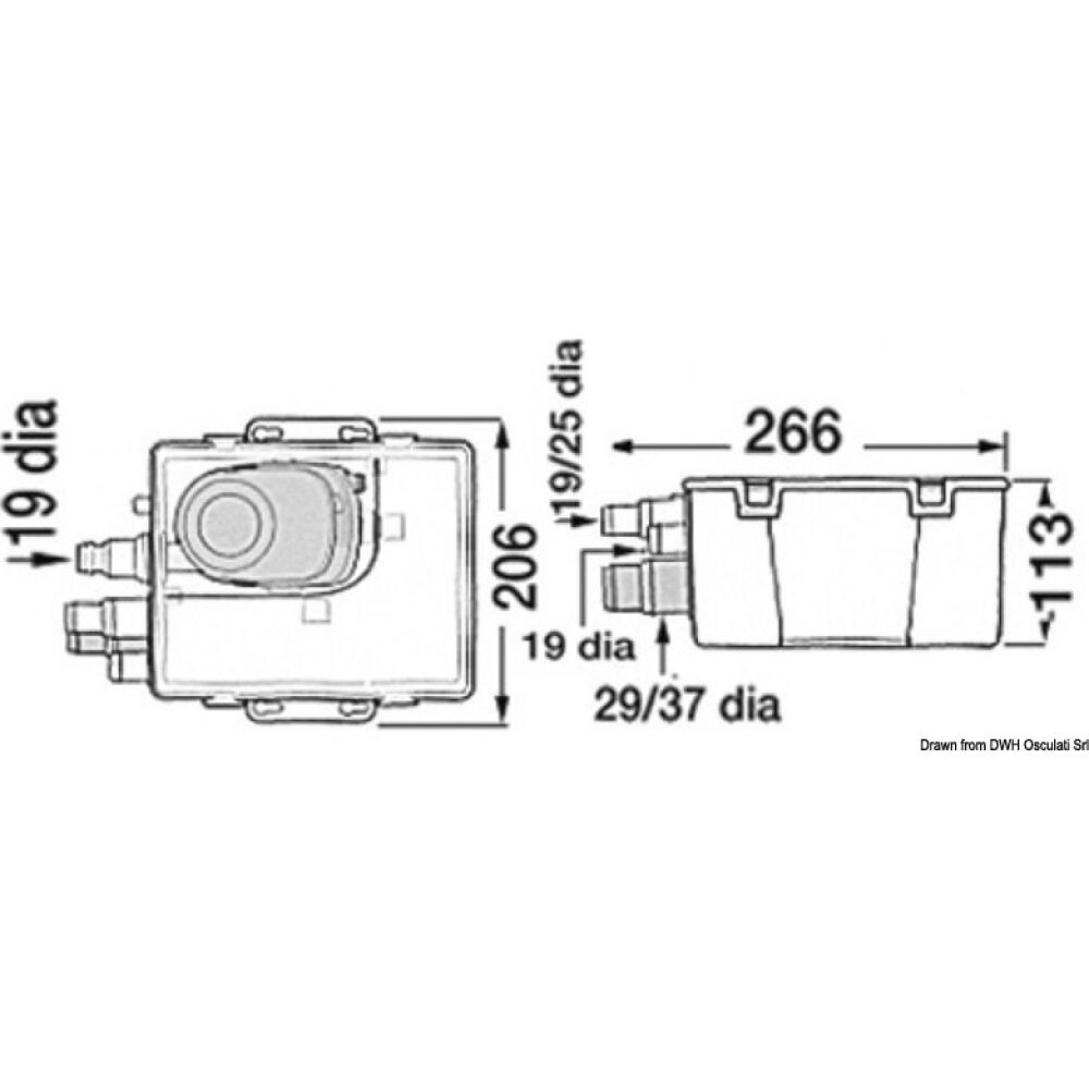 Waste water tank with Attwood pump 12 V 27 l/min