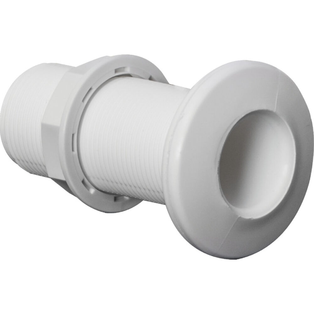 Threaded seacock white plastic 1"1/4