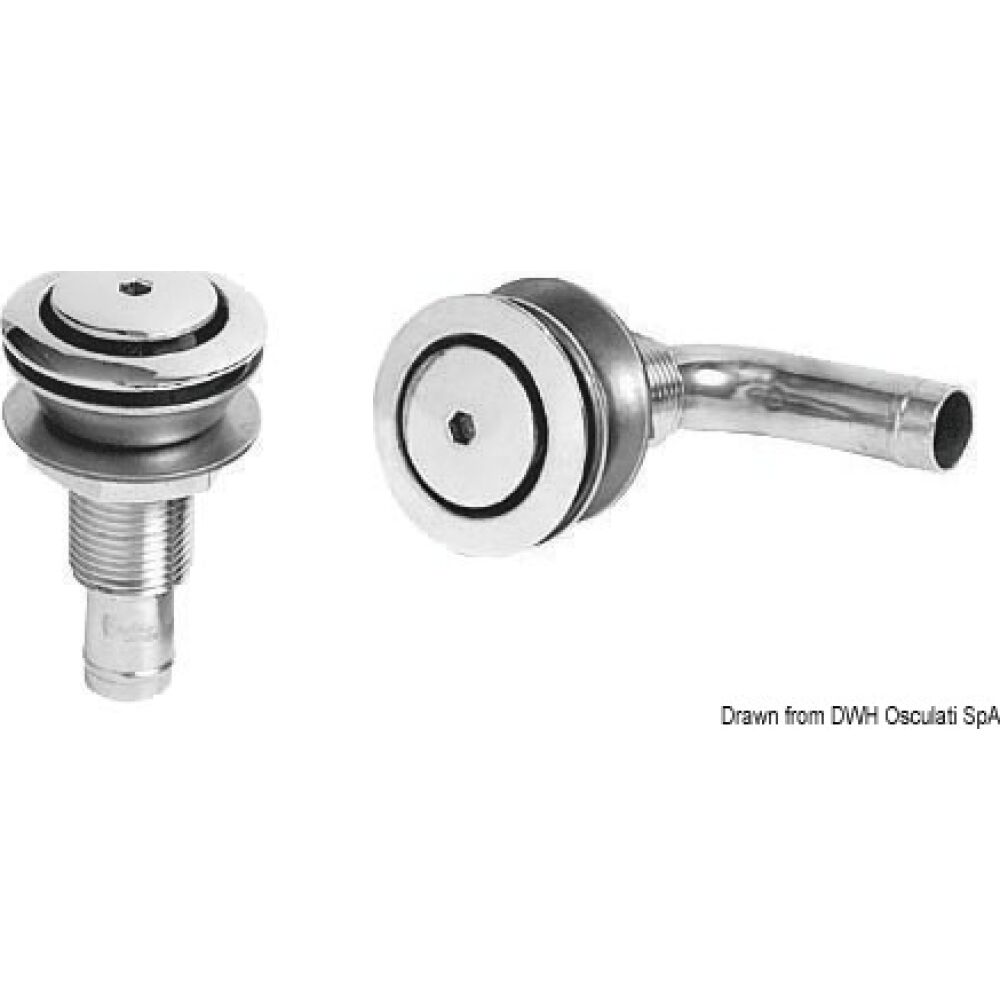 Straight fuel vent mirror polished AISI 316 45 mm