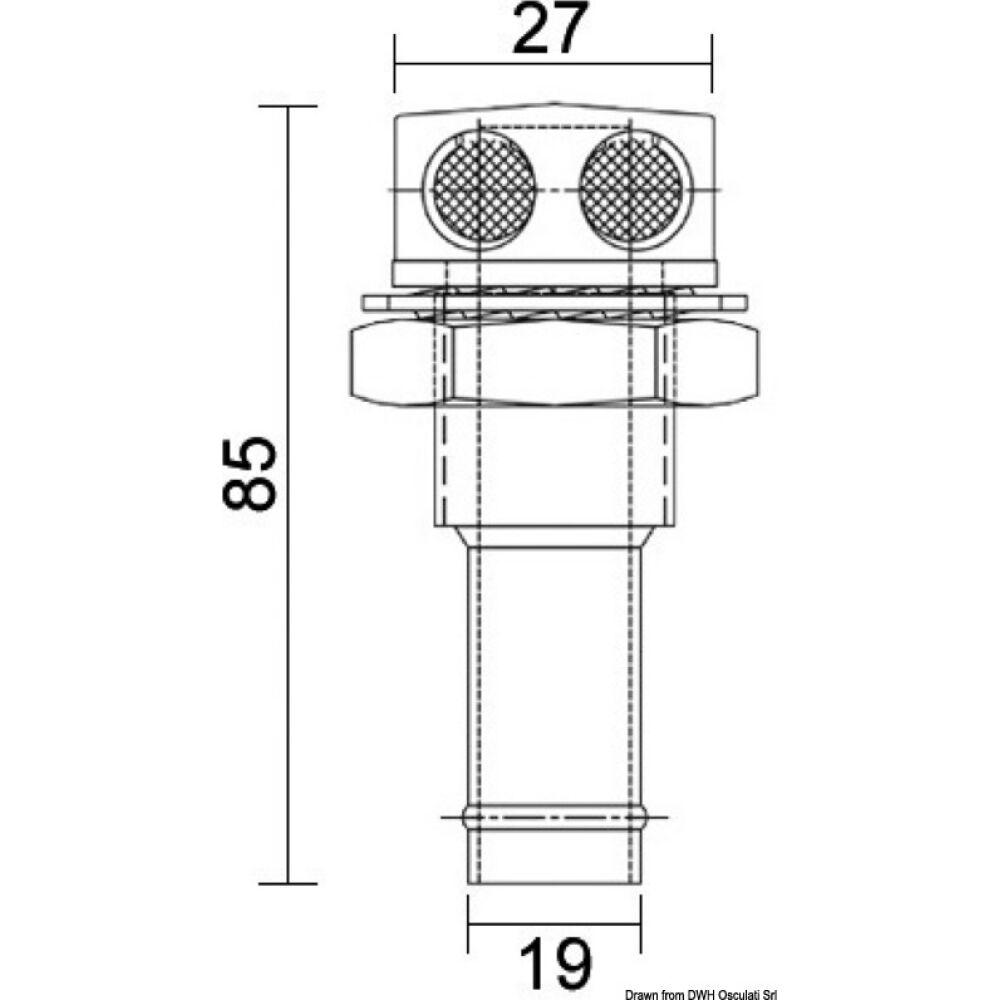 Straight fuel vent mirror polished SS 19 mm