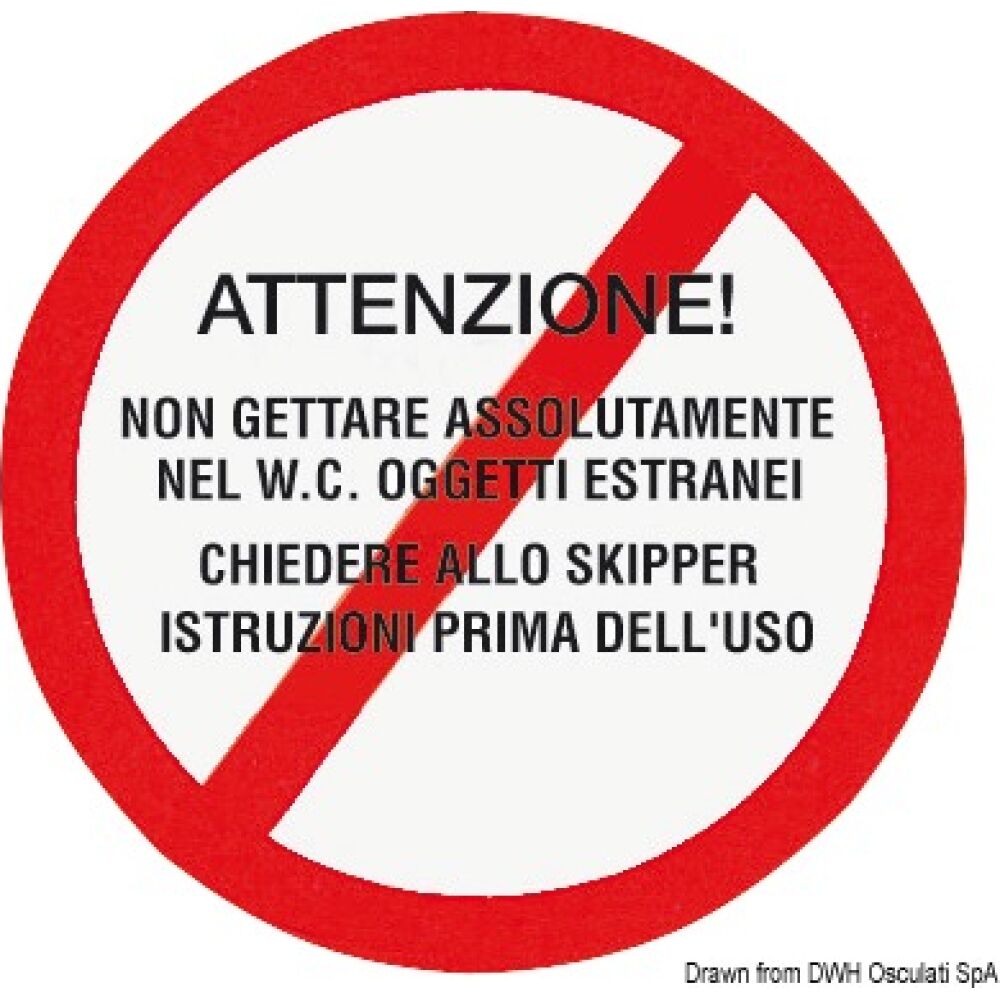 Adesivo avvertenze w.c.
