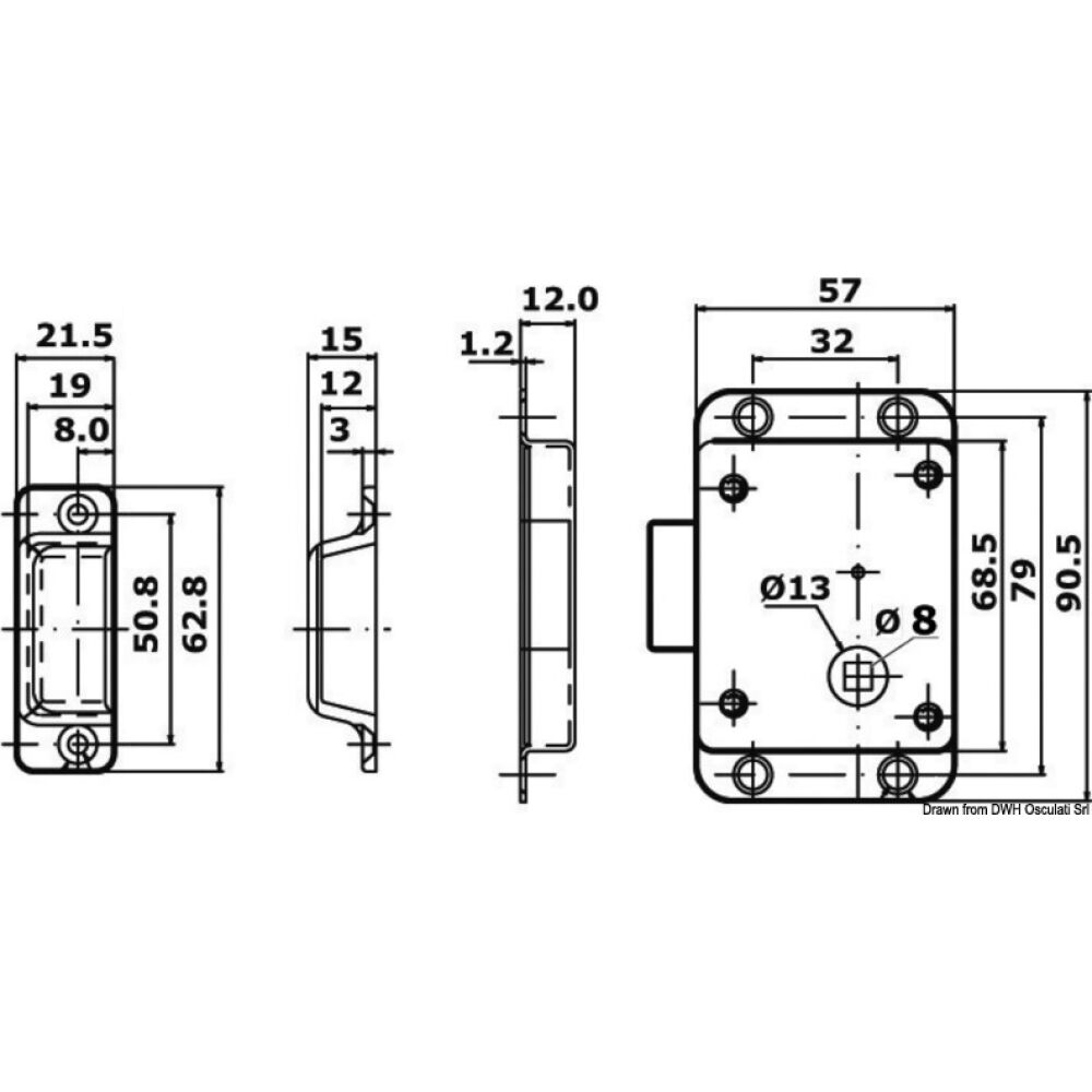 Lock w/knob 16/38 mm