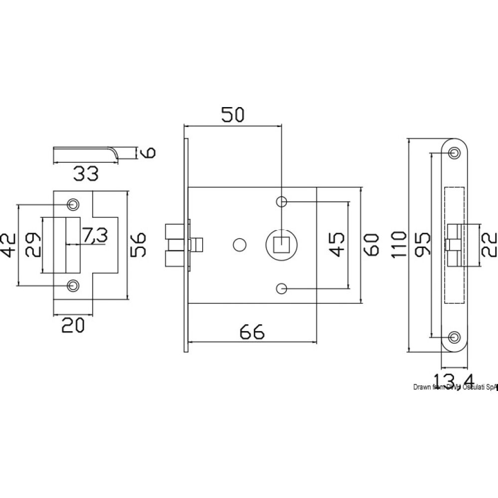 Serratura incasso ottone cromato