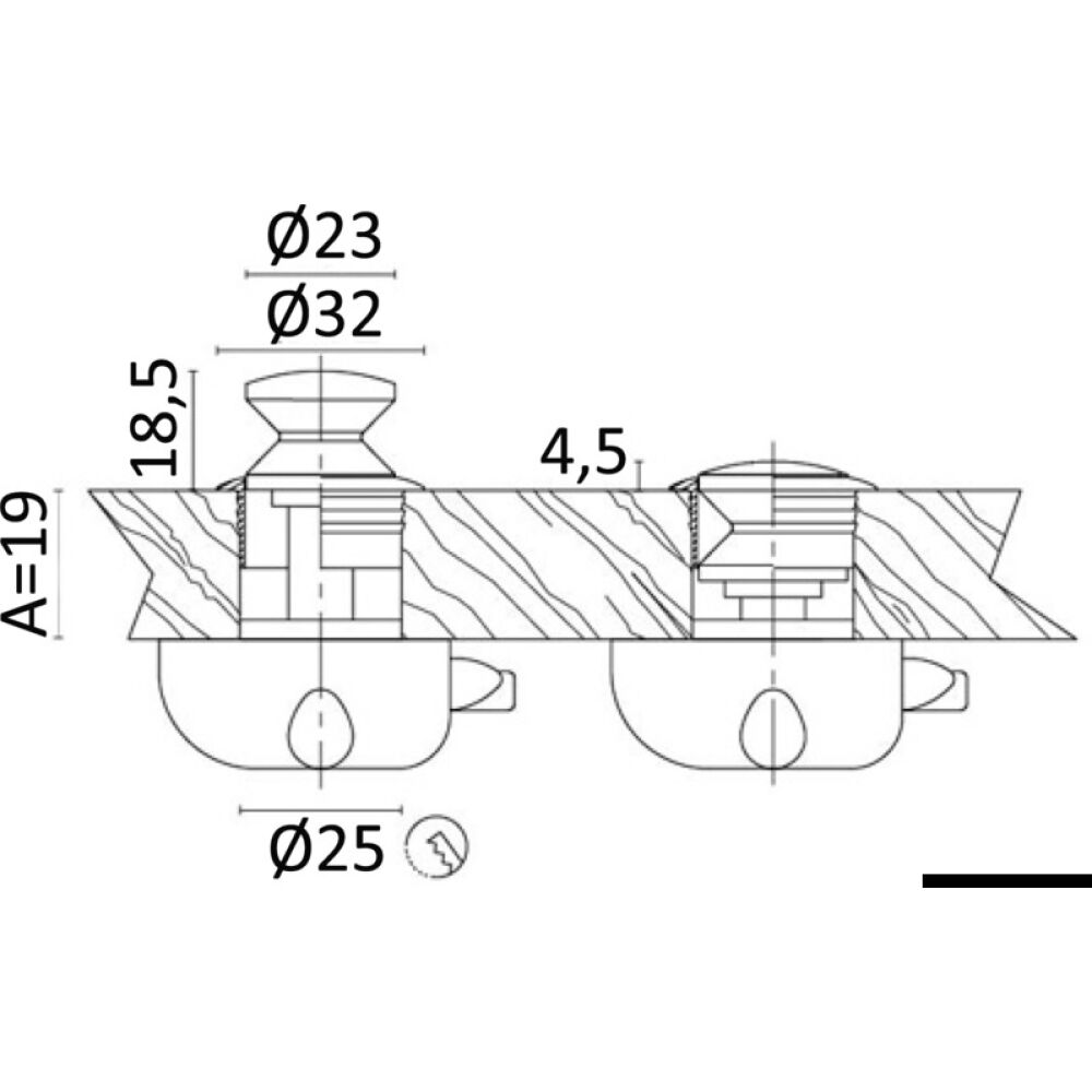 Chromed brass knob 23 mm