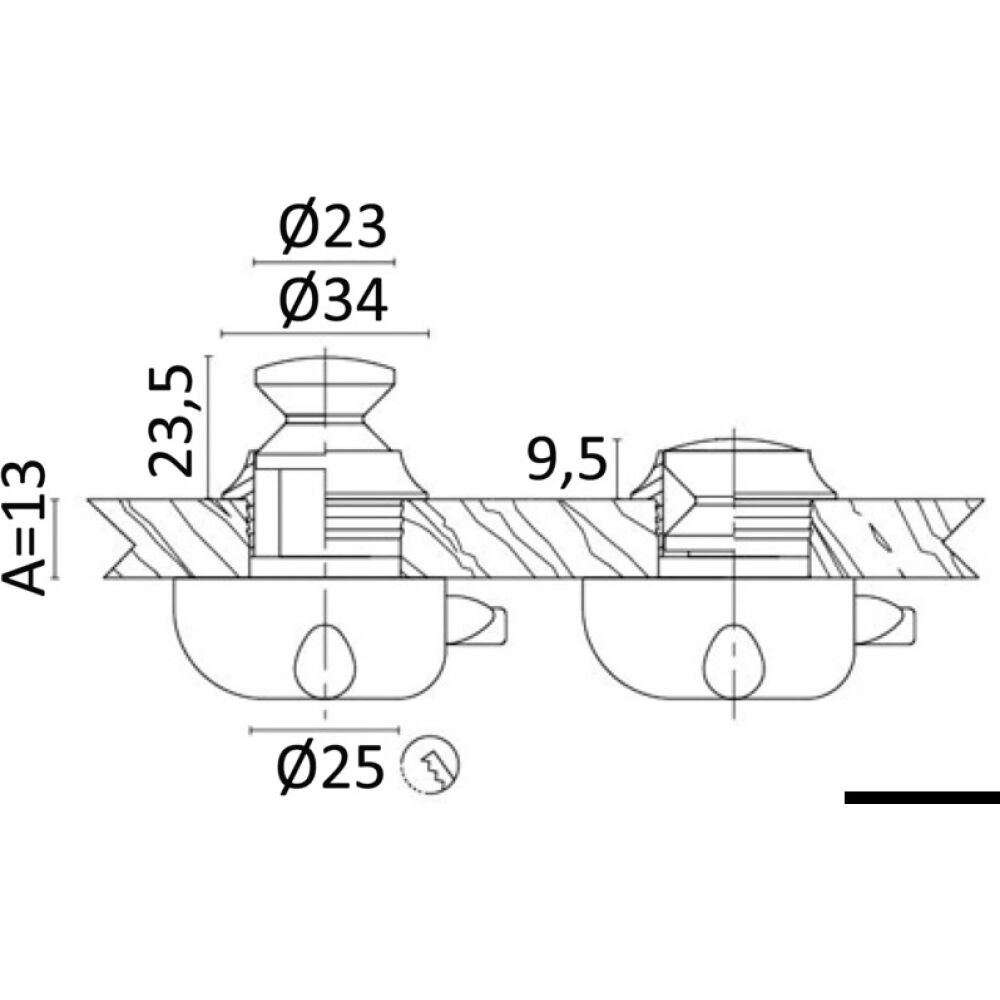 Chromed brass knob 13 mm