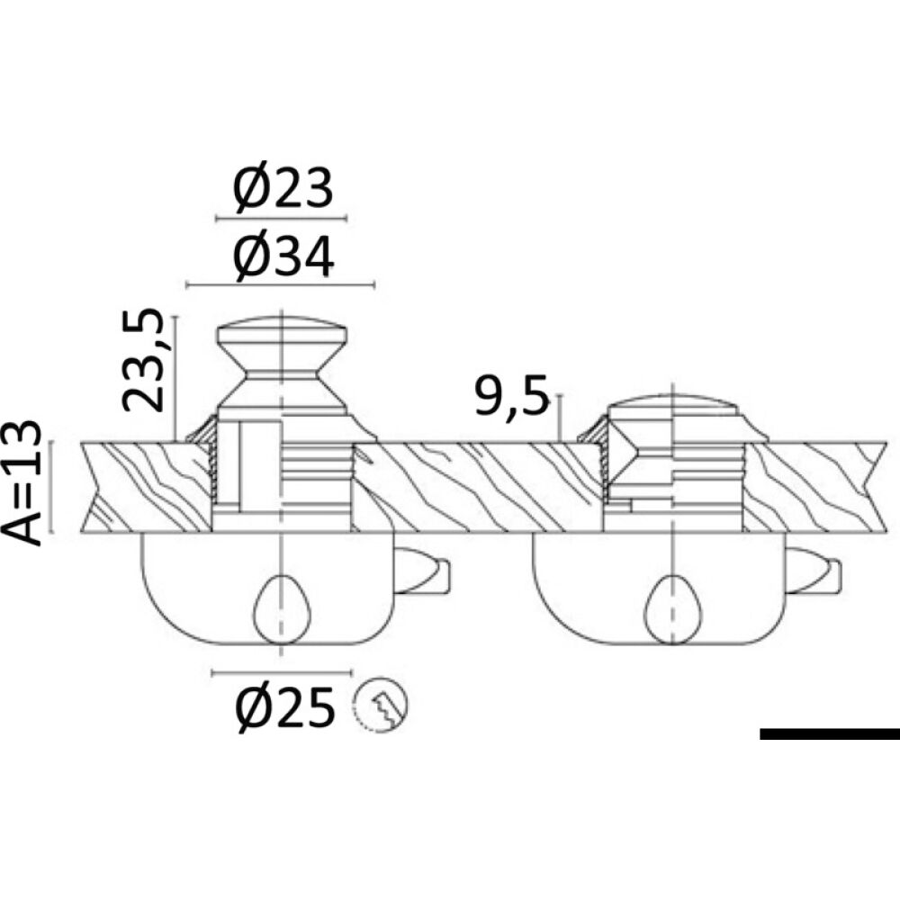 Chromed brass knob 16 mm