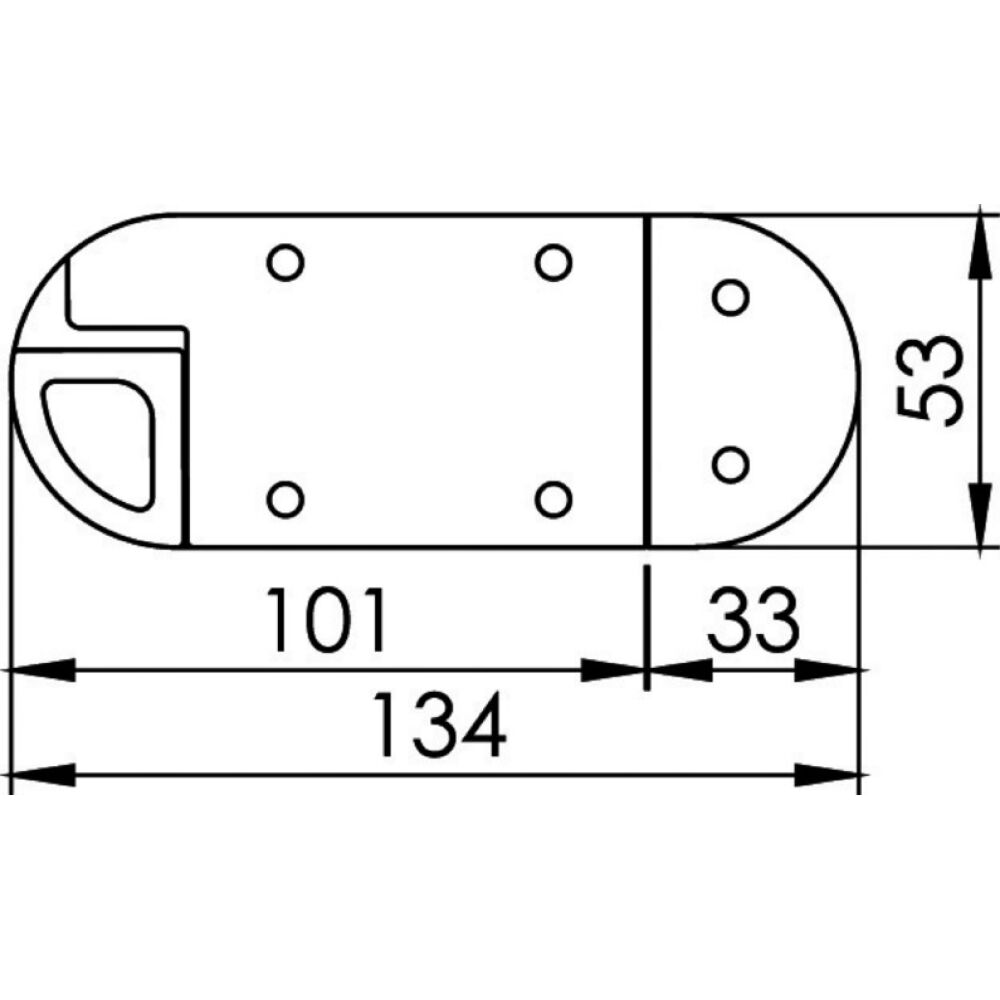 Spring doorstop polished AISI316 134x53x16h