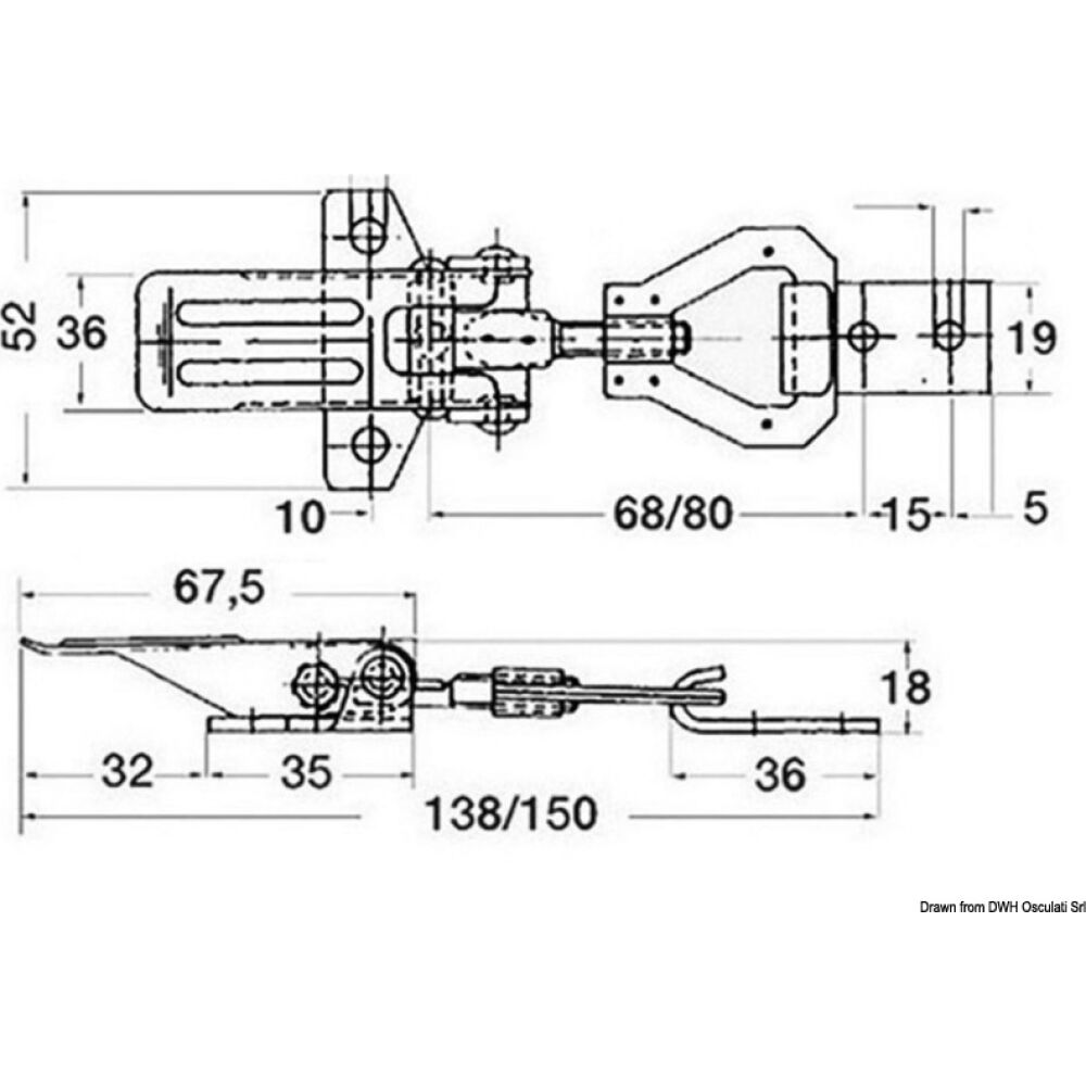 Chiusura a leva inox 250kg