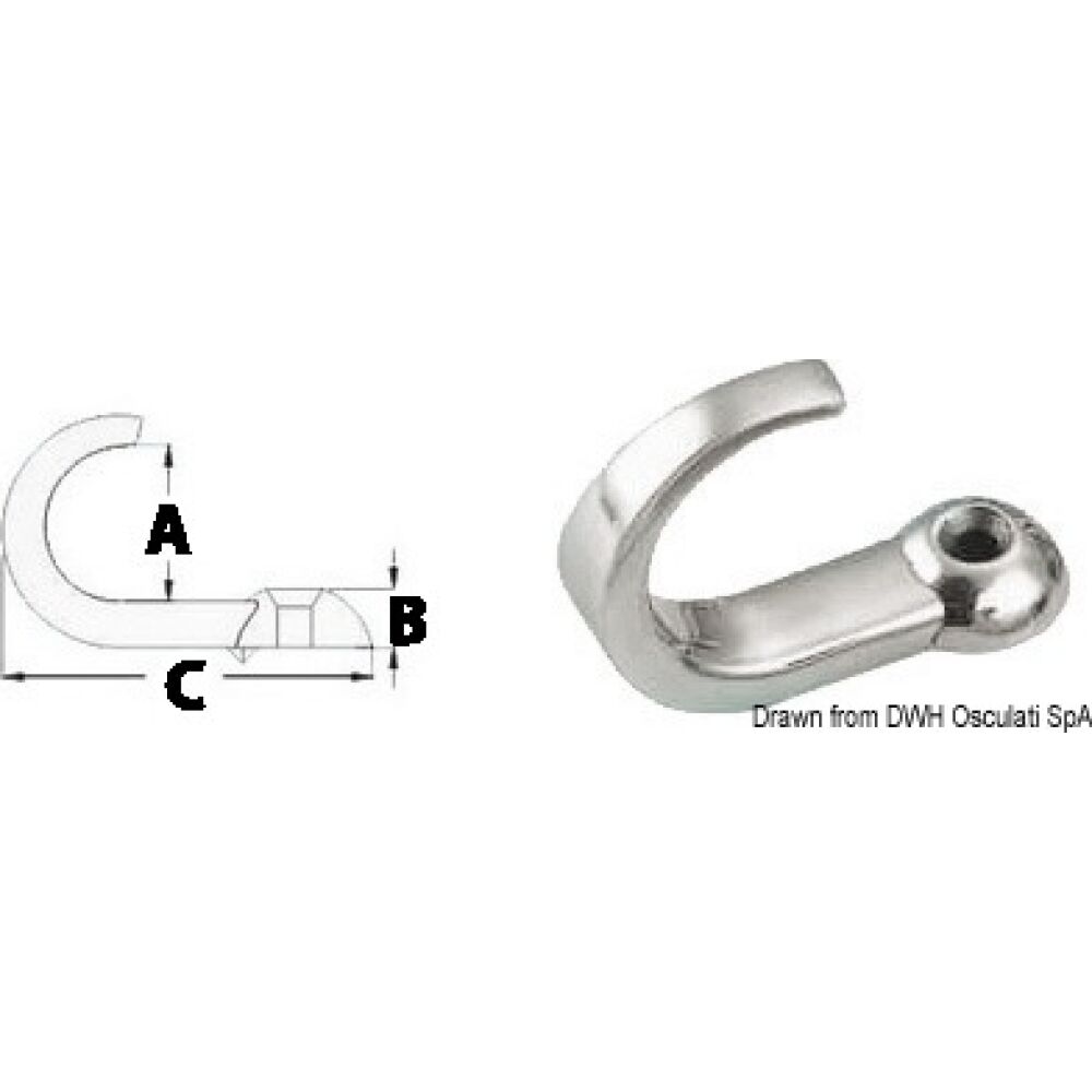 Hook AISI316 15x5.7x35.8 mm