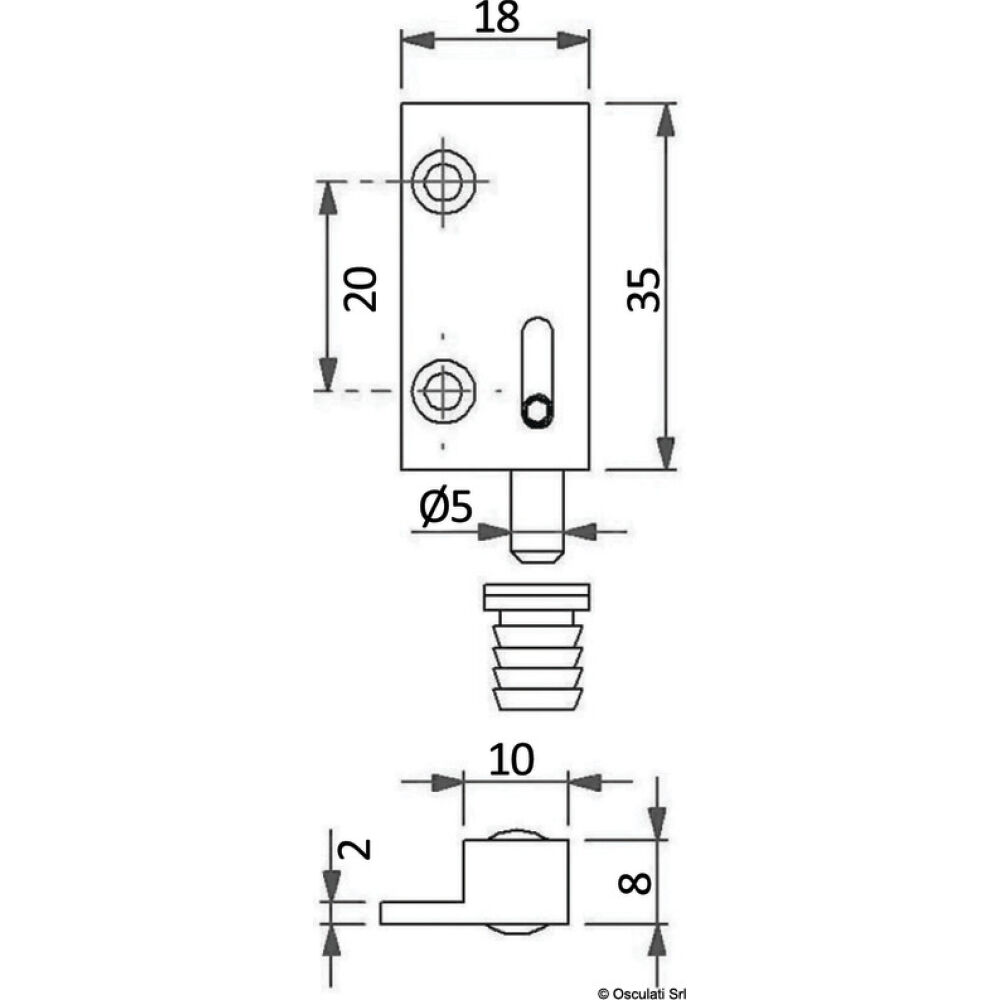 Cerniera a spillo DX + SX in ottone cm 18 x 35