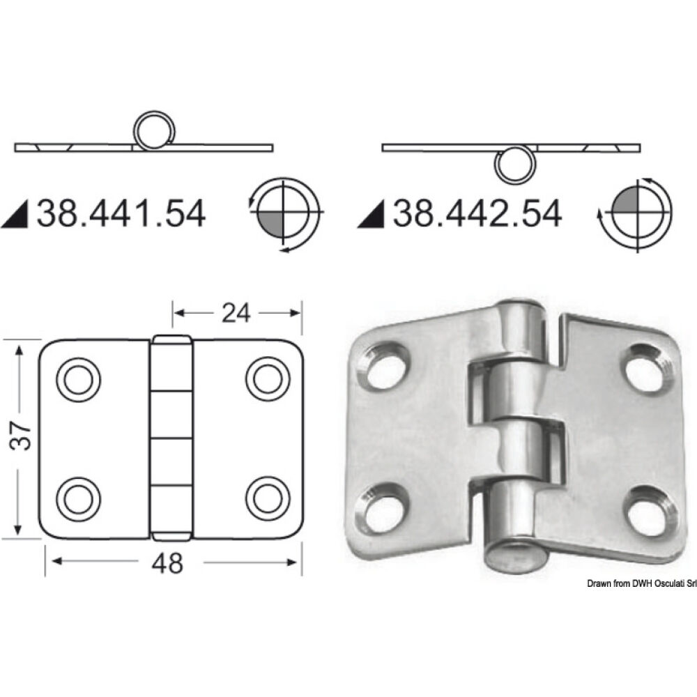 Cerniera nodo sporgente 48x37 mm