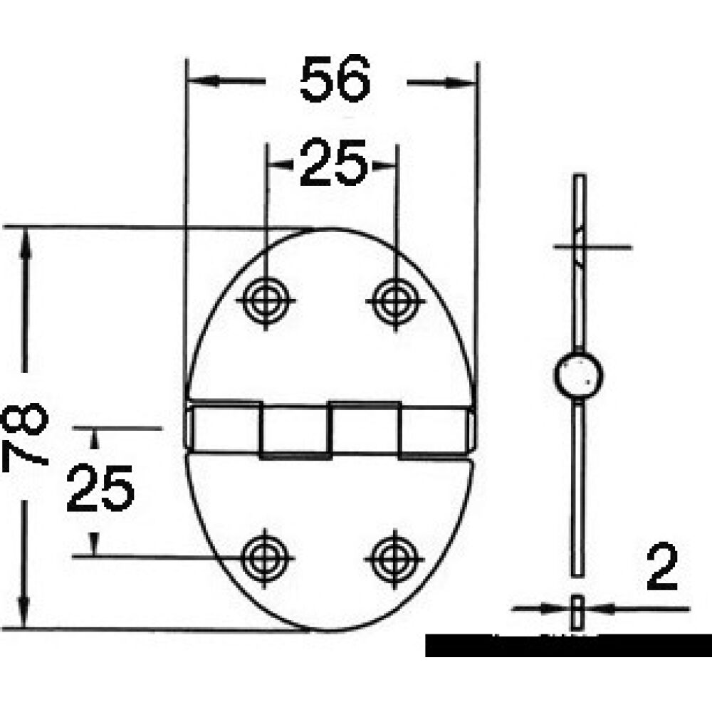 Cerniera 56x78mm 2mm viti