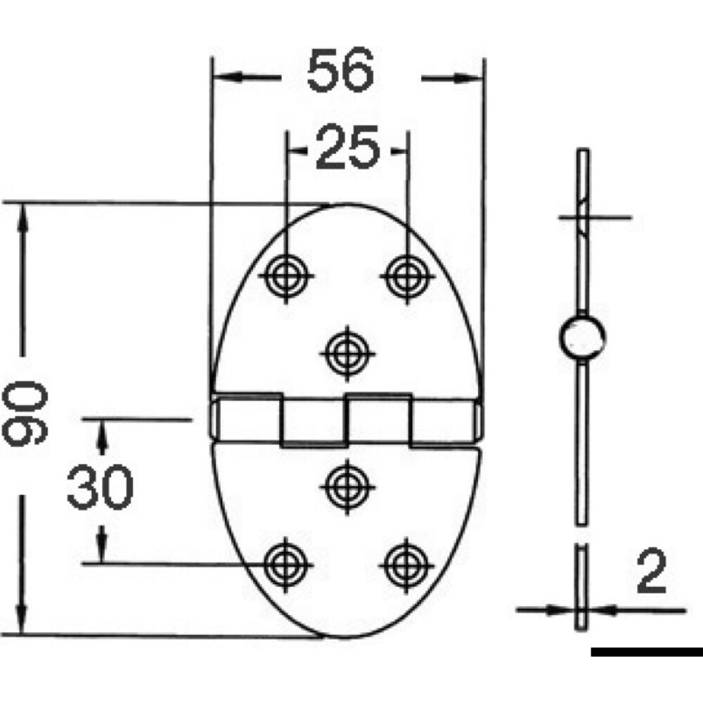 Cerniera 56x90mm 2mm viti