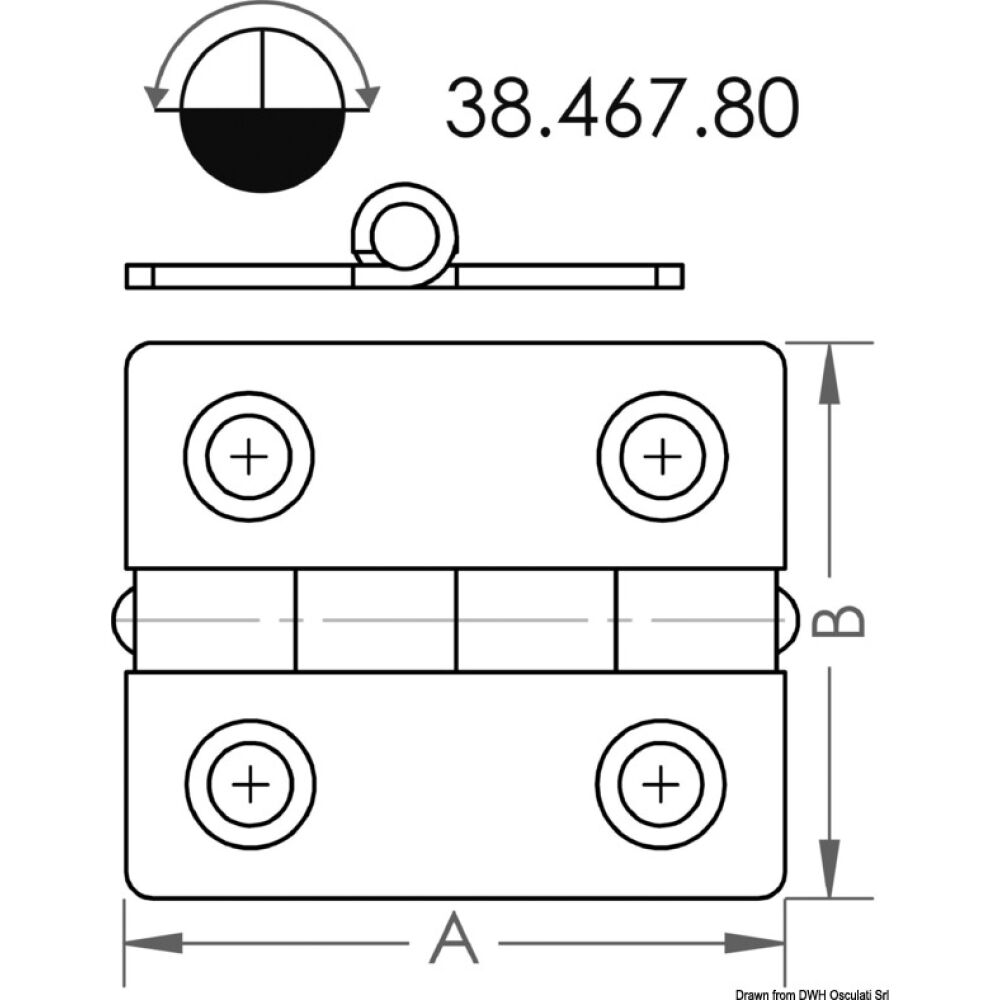 Hinge mirror polished SS 38x33 mm